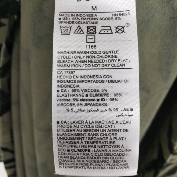 3/$25 Old Navy Tropical Palm Leaf Swing Dress M Short Sleeves A Line Olive Green - Picture 9 of 9